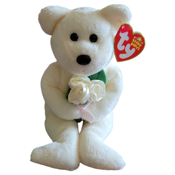 Ty Other - Vtg 05 Ty Beanie Baby DEAR ONE White Bear Floral (Hallmark Gold Crown Excl) 8.5"